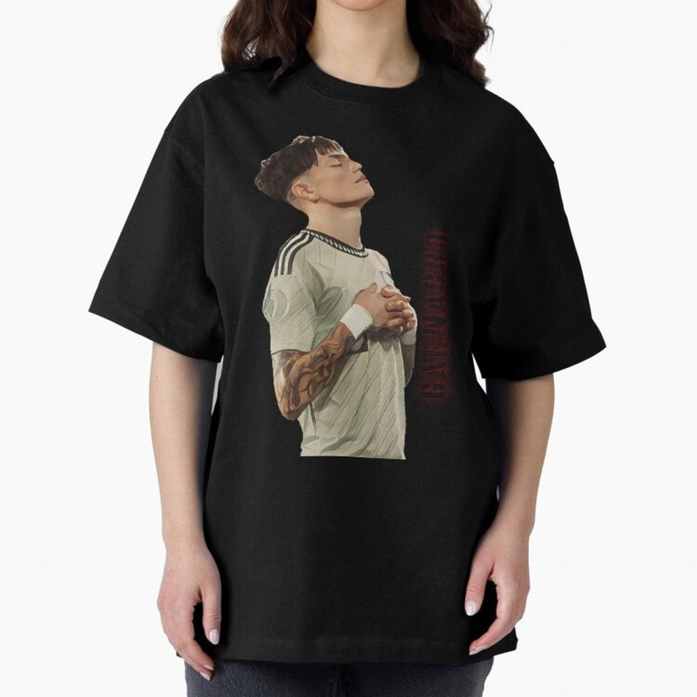 Alejandro Garnacho Oversized T-Shirt Bring FIFA World Cup 2026 Spirit, Featuring Spain and Netherlands, Cristiano Ronaldo, Goal Celebration Energy, Supporter Heritage, Football Icons and Worldwide Tournament Joy; Great for Supporters Who Love
