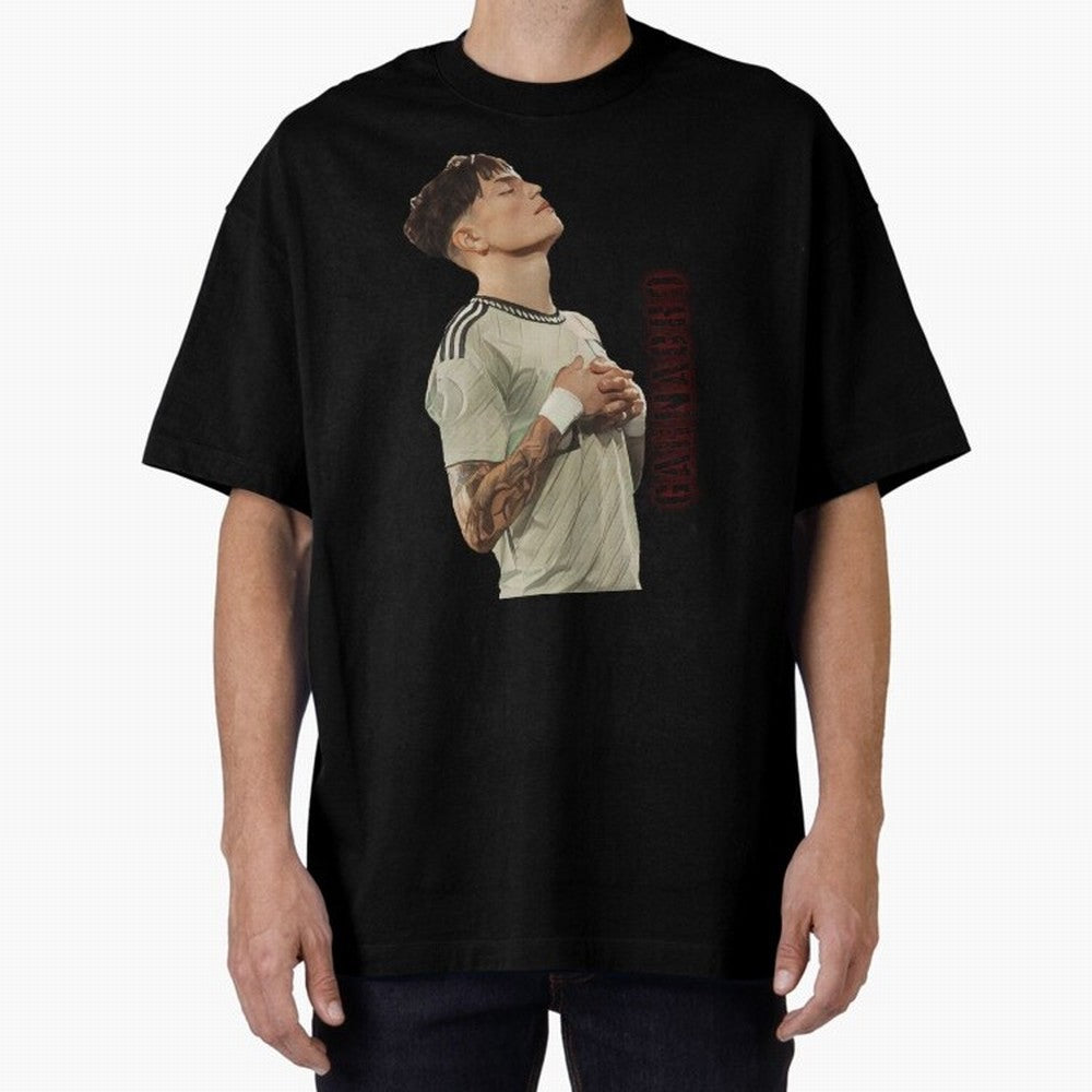 Alejandro Garnacho Oversized T-Shirt Bring FIFA World Cup 2026 Spirit, Featuring Spain and Netherlands, Cristiano Ronaldo, Goal Celebration Energy, Supporter Heritage, Football Icons and Worldwide Tournament Joy; Great for Supporters Who Love