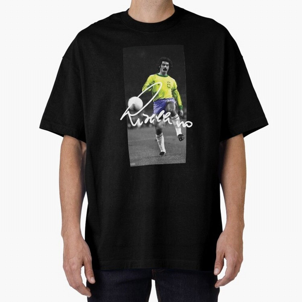 Rivelino FOOTBALL LEGENDS Oversized T-Shirt Embrace Global Football Passion for FIFA World Cup 2026 Group Stage, Inspired by Cristiano Ronaldo, Argentina, France and Brazil, Game Day Rituals, Football Legends, Country Pride and the Road to the