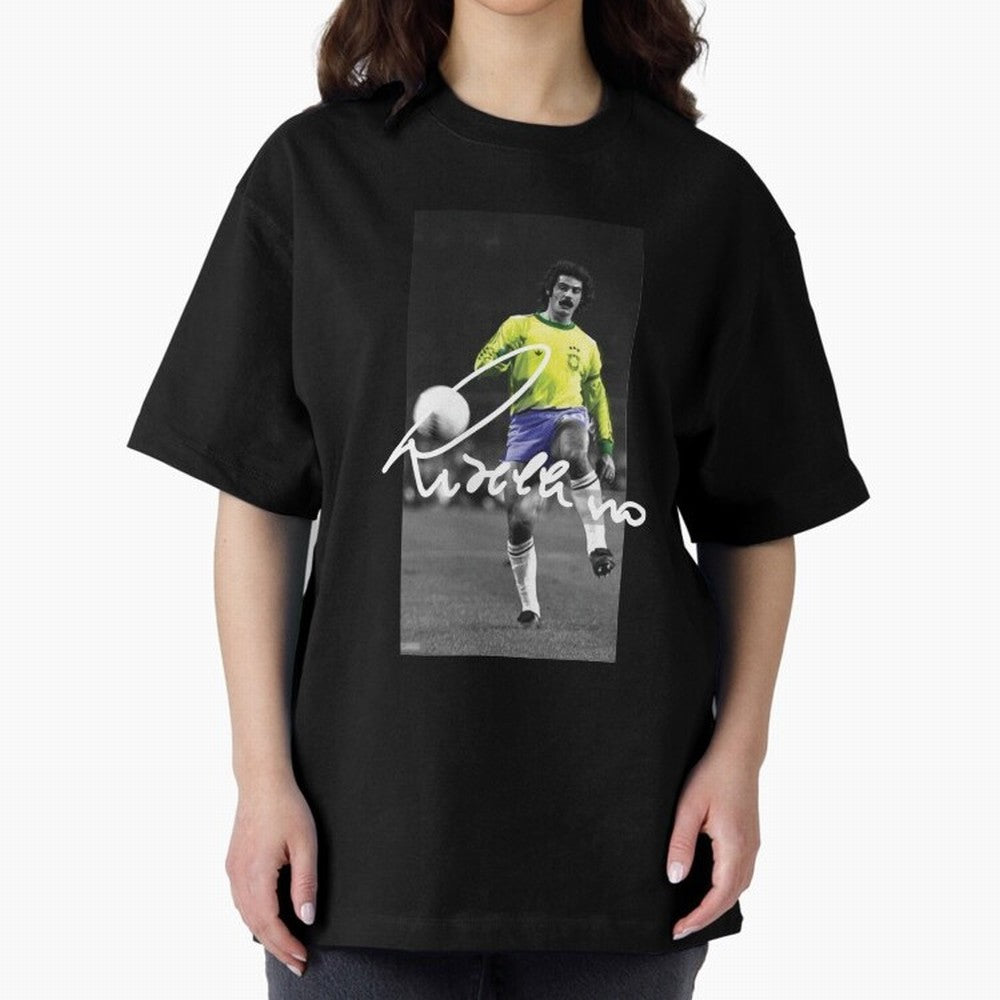 Rivelino FOOTBALL LEGENDS Oversized T-Shirt Embrace Global Football Passion for FIFA World Cup 2026 Group Stage, Inspired by Cristiano Ronaldo, Argentina, France and Brazil, Game Day Rituals, Football Legends, Country Pride and the Road to the