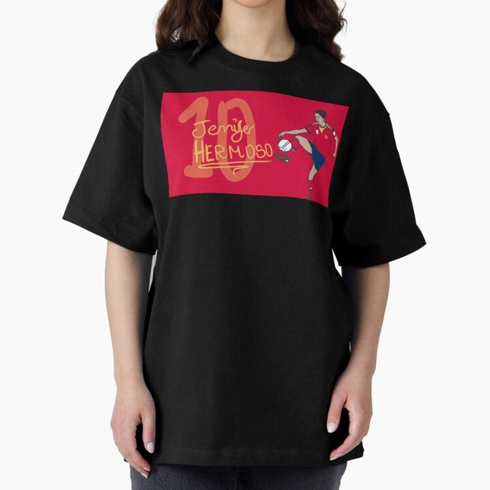 Jennifer Hermoso Oversized T-Shirt Show Your Stadium Side during FIFA World Cup 2026 USA Canada Mexico Connected to CR7 and Messi, Germany Energy, Retro Football Energy, Iconic Rivalries, Trophy Chase Drama and Stadium Atmosphere; Ideal for