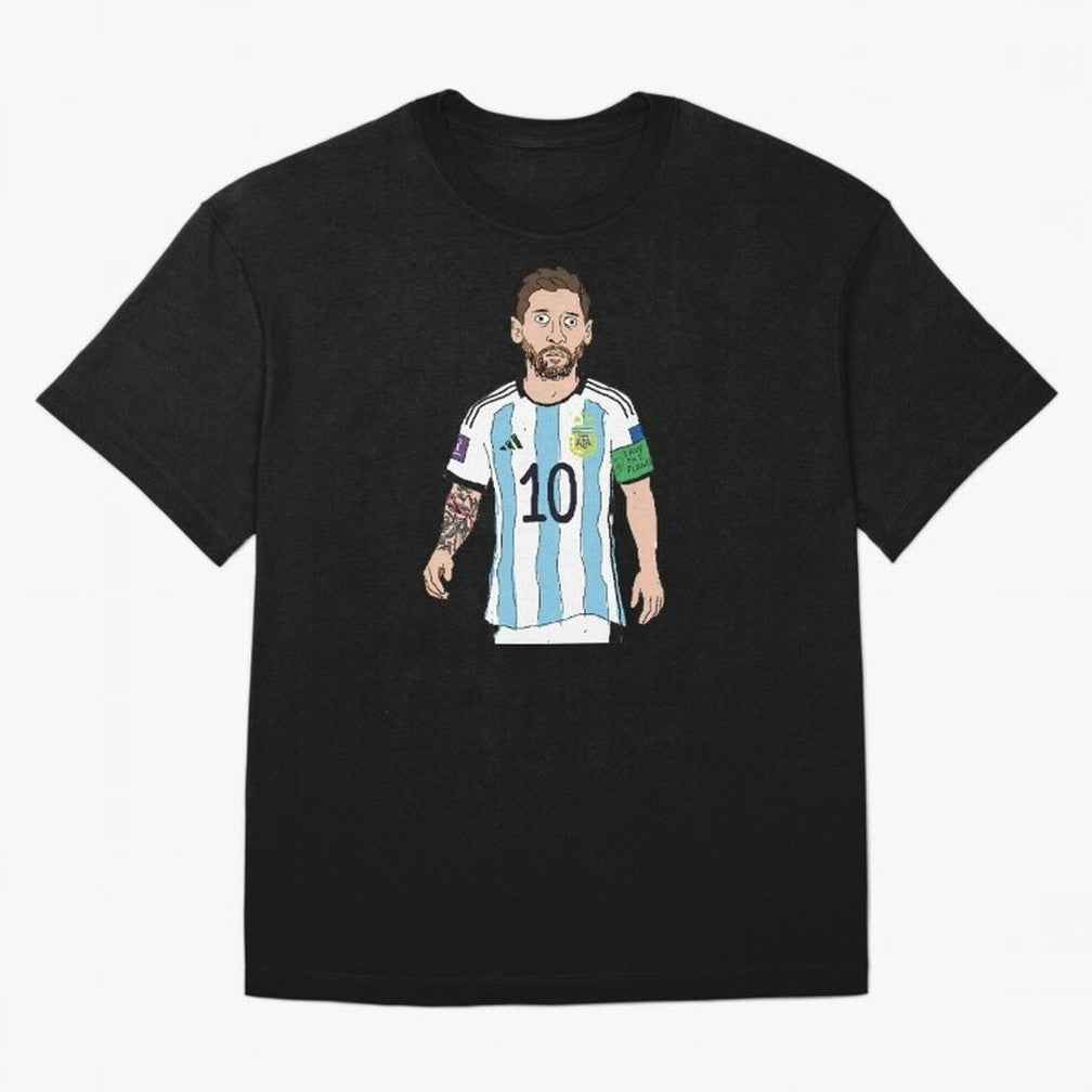 Badly Drawn Messi Classic T-Shirt Follow Every Goal of FIFA World Cup 2026 Group Stage for Fans of Cristiano Ronaldo and Argentina, Bringing Football History, Final Match Energy, Crowd Noise and Once in a Lifetime Moments; Created for Match Day