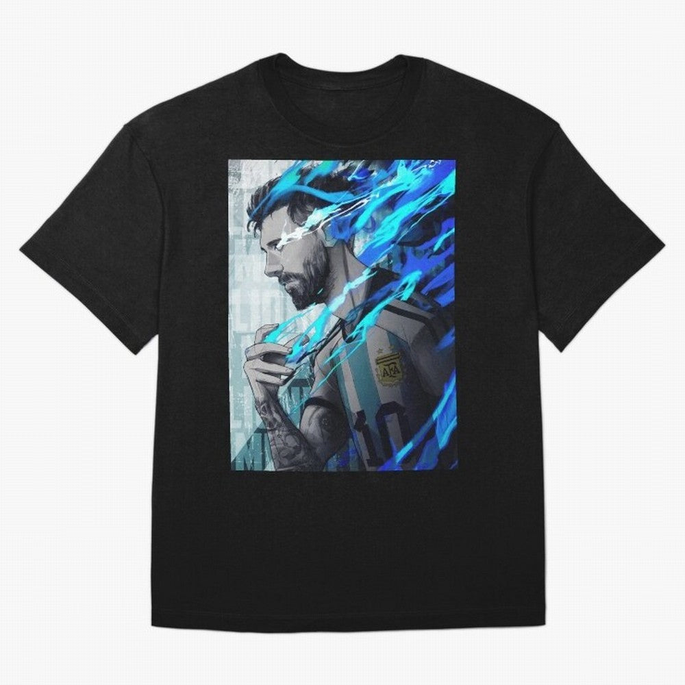 LIONEL MESSI NEW GOAL CELEBRATION ILLUSTRATION 2023 2024 Oversized T-Shirt Celebrate Football Heritage in the FIFA World Cup 2026 Journey through Messi, CR7 and Mbappe Highlights, Portugal, Spain and Germany Pride, Global Supporter Spirit,