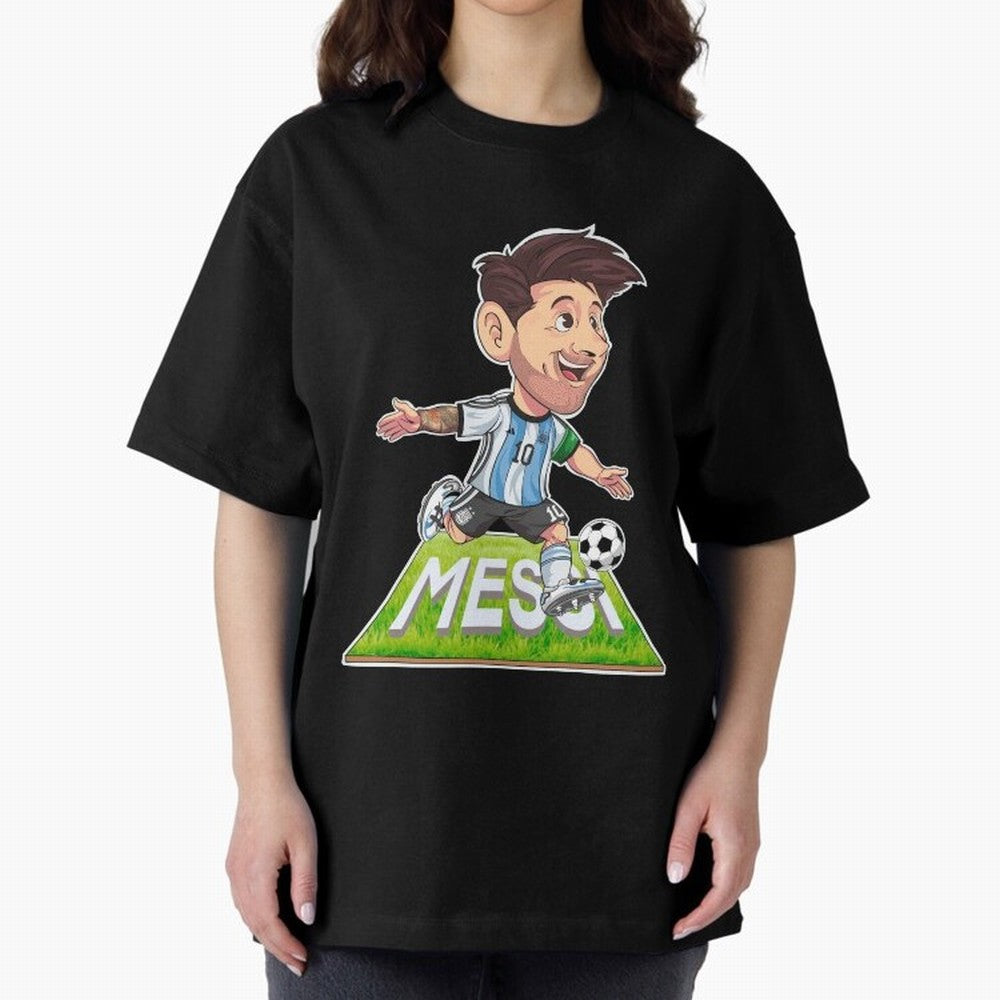 Lionel MESSI Oversized T-Shirt Follow the Road to FIFA World Cup 2026 Group Stage Capturing CR7 and Messi, England Energy, Championship Spirit, Famous Goals, Roaring Crowds and International Football Unity; Great for Watch Parties, Sports Bars,