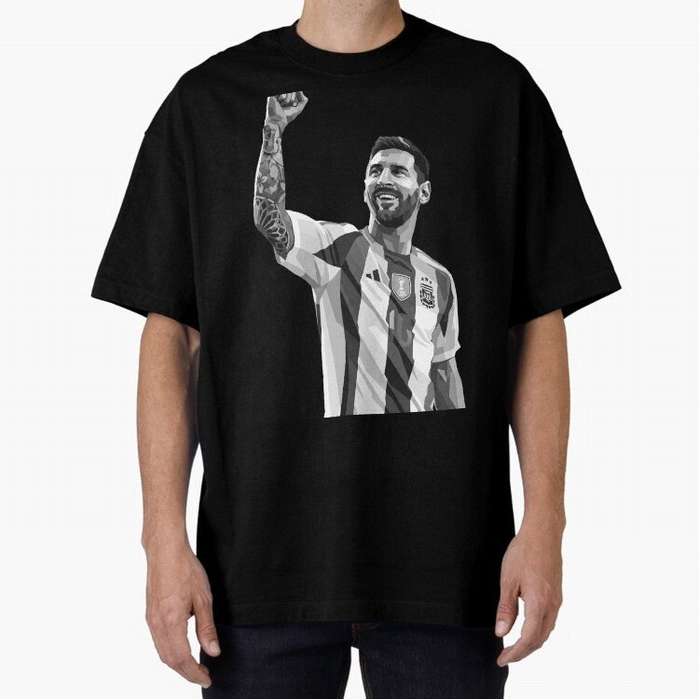 Messi grayscale Oversized T-Shirt Feel the Trophy Chase of Global Football Passion for FIFA World Cup 2026 USA Canada Mexico, Driven by Cristiano Ronaldo, England and Germany, Supporter Pride, Iconic Celebrations, Legendary Names and Global Match