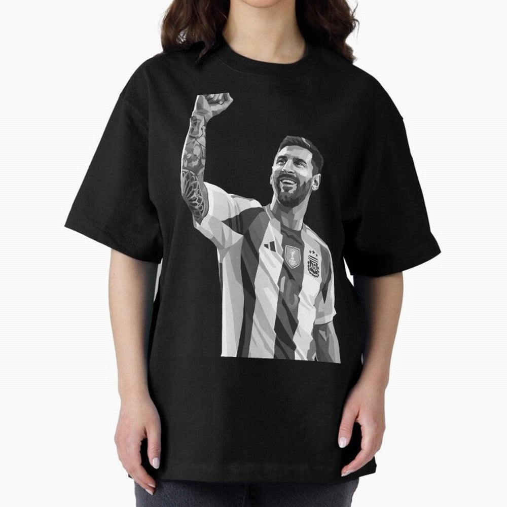 Messi grayscale Oversized T-Shirt Feel the Trophy Chase of Global Football Passion for FIFA World Cup 2026 USA Canada Mexico, Driven by Cristiano Ronaldo, England and Germany, Supporter Pride, Iconic Celebrations, Legendary Names and Global Match