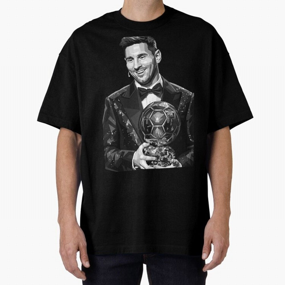 Messi grayscale Oversized T-Shirt Celebrate Football Dreams Across FIFA World Cup 2026 for Fans of Mbappe and Neymar and Argentina, France and Brazil, Bringing Fan Favorite Moments, National Team Passion, Big Match Drama and Soccer History; Ideal