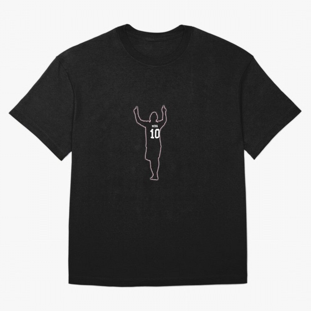 Lionel Messi Iconic Celebration Pose - Inter Miami Colors Classic T-Shirt Mark the FIFA World Cup 2026 USA Canada Mexico Journey through Messi, Neymar and Mbappe Highlights, Brazil Pride, Stadium Memories, Football Loyalty, International Chants and