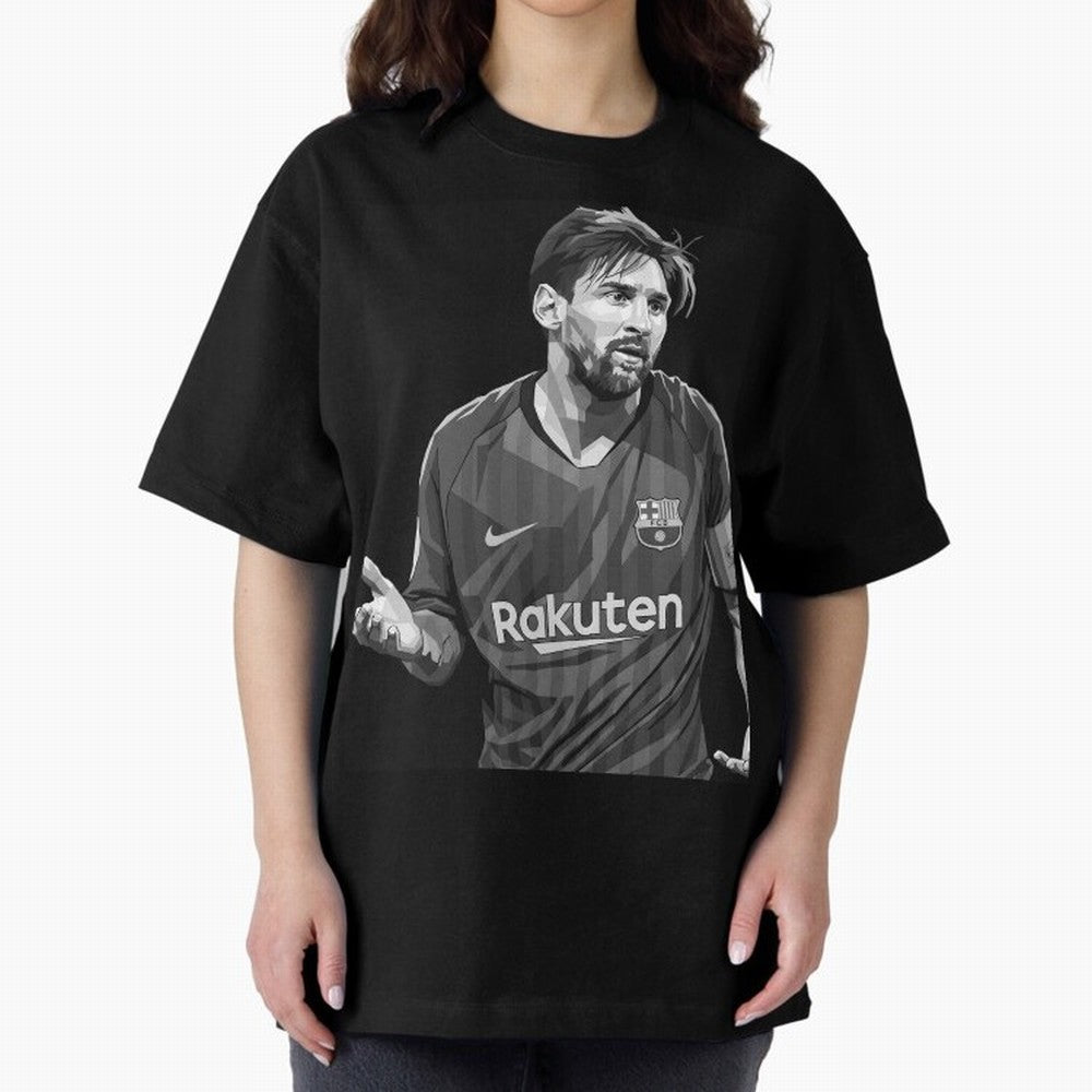 Messi grayscale Oversized T-Shirt Celebrate Football Dreams Across the FIFA World Cup 2026 Journey through Cristiano Ronaldo Highlights, Brazil, Portugal and Argentina Pride, Worldwide Fan Energy, Dramatic Goals, Stadium Lights and Championship