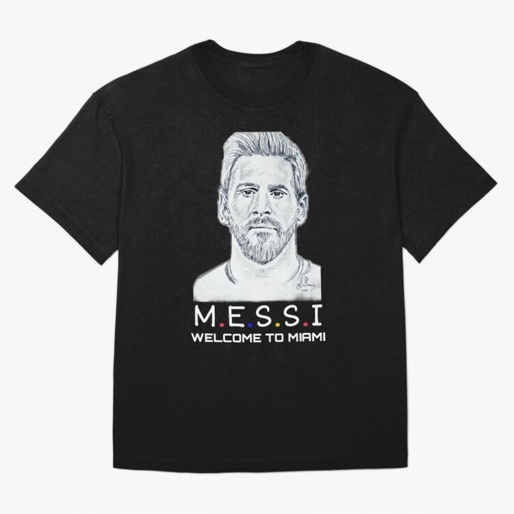 Lionel Messi, welcome to Miami Essential T-Shirt Stand with FIFA World Cup 2026 with Messi, CR7 and Mbappe, England, France and Netherlands Energy, Classic Soccer Heritage, Championship Pressure, Fan Loyalty and International Pride; Perfect for