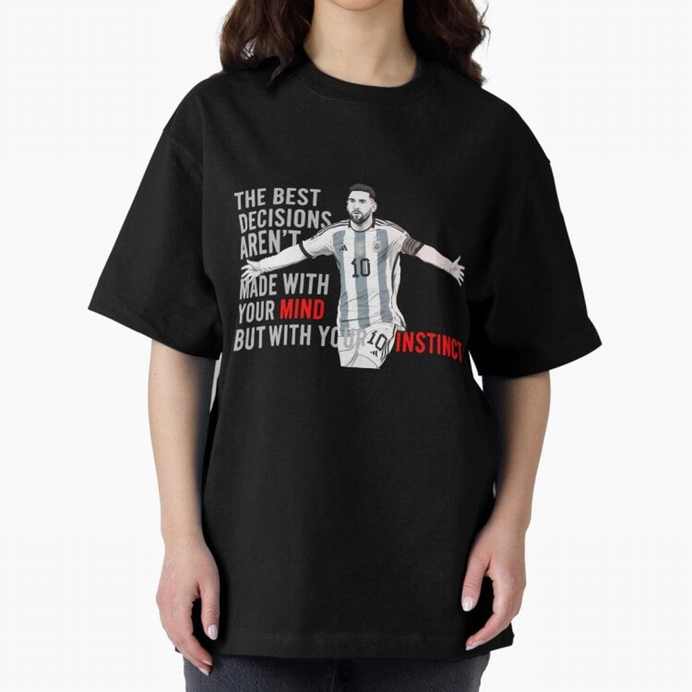 Messi Instinct Oversized T-Shirt Bring Supporter Culture to Match Day Hype around FIFA World Cup 2026 Group Stage, CR7, Argentina, Match Day Excitement, Supporter Culture, Golden Goals and Global Football Passion; Perfect for Fans, Collectors,