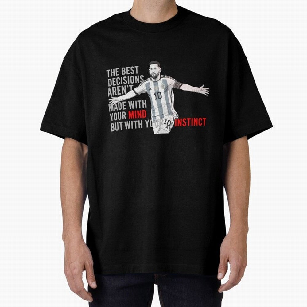 Messi Instinct Oversized T-Shirt Bring Supporter Culture to Match Day Hype around FIFA World Cup 2026 Group Stage, CR7, Argentina, Match Day Excitement, Supporter Culture, Golden Goals and Global Football Passion; Perfect for Fans, Collectors,