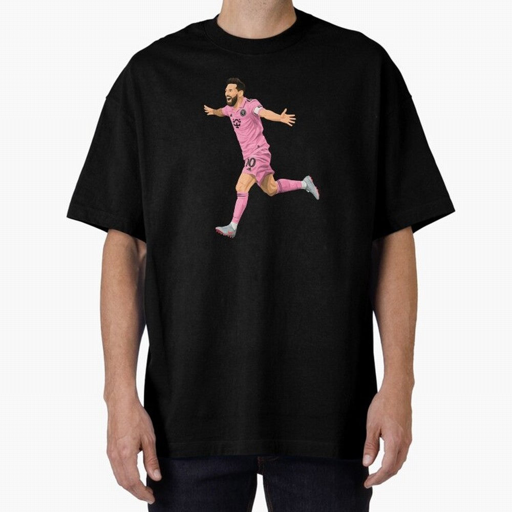 Lionel Messi celebration Oversized T-Shirt Relive FIFA World Cup 2026 Group Stage Spirit, Inspired by England and Germany, Mbappe, Stadium Chants, National Pride, Trophy Dreams and Unforgettable Football Memories; Created for Match Day Parties,