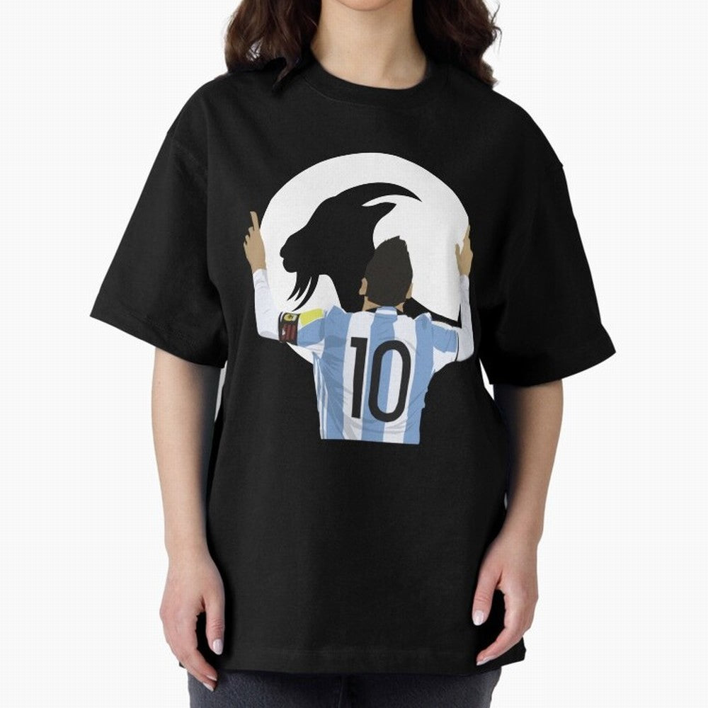 Lionel Messi Goat Oversized T-Shirt Keep the Match Day Mood of Match Day Hype around FIFA World Cup 2026 Group Stage, Haaland, Portugal, Spain and Germany, Fan Favorite Moments, National Team Passion, Big Match Drama and Soccer History; Created for