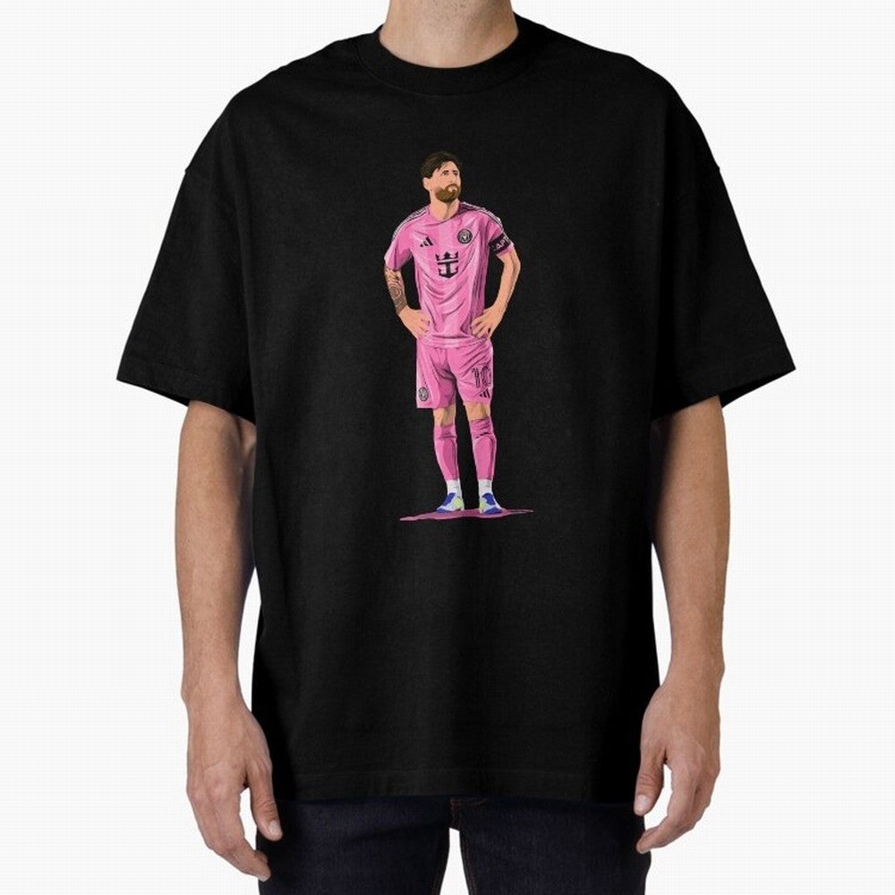 Lionel Messi Vector Oversized T-Shirt Celebrate Golden Goal Energy in Match Day Hype around FIFA World Cup 2026, Mbappe and Neymar, Brazil, Portugal and Argentina, Stadium Chants, National Pride, Trophy Dreams and Unforgettable Football Memories;