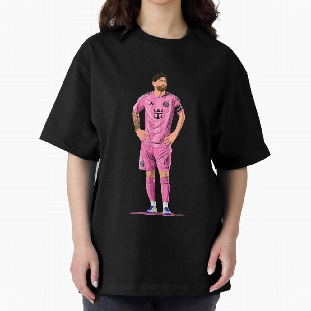 Lionel Messi Vector Oversized T-Shirt Celebrate Golden Goal Energy in Match Day Hype around FIFA World Cup 2026, Mbappe and Neymar, Brazil, Portugal and Argentina, Stadium Chants, National Pride, Trophy Dreams and Unforgettable Football Memories;