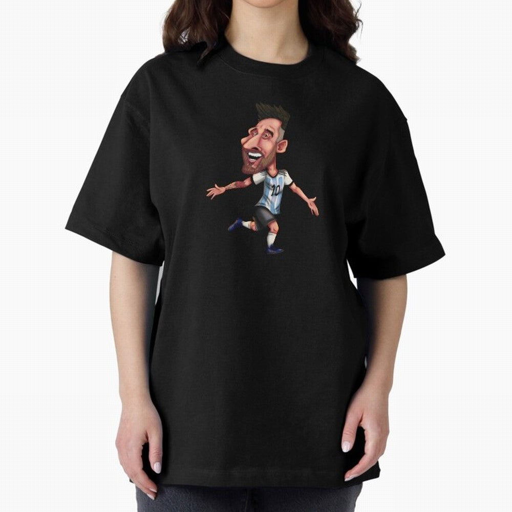 Lionel Messi Sticker Oversized T-Shirt Join Supporters Worldwide for Global Football Passion for FIFA World Cup 2026, Inspired by Messi, Neymar and Mbappe, England, Football Passion, Legendary Performances, Festival Vibes and Supporter Community;