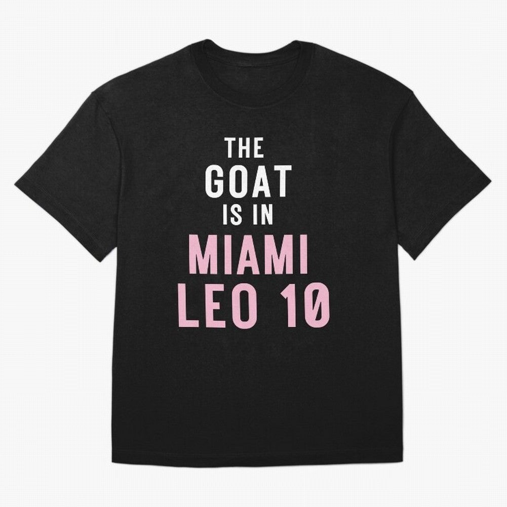 The Goat is in Miami - Leo 10 Essential T-Shirt Celebrate Fan Culture around FIFA World Cup 2026 USA Canada Mexico Spirit, Celebrating Argentina, Messi, Championship Spirit, Famous Goals, Roaring Crowds and International Football Unity; Great for
