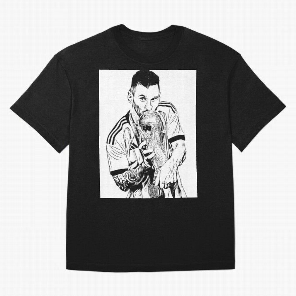 Lionel Messi white and black art Oversized T-Shirt Cheer for FIFA World Cup 2026 for Fans of Neymar and Netherlands, Bringing Football Passion, Legendary Performances, Festival Vibes and Supporter Community; Great for Watch Parties, Sports Bars,