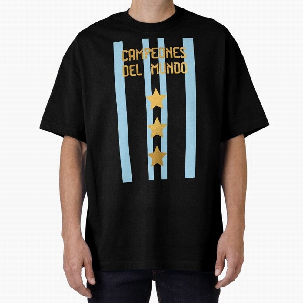 Argentina Jersey 3 Stars World Champions Classic T-Shirt Feel the Trophy Chase of FIFA World Cup 2026 USA Canada Mexico Spirit, Centered on England, France and Netherlands, Cristiano Ronaldo, Worldwide Fan Energy, Dramatic Goals, Stadium Lights and