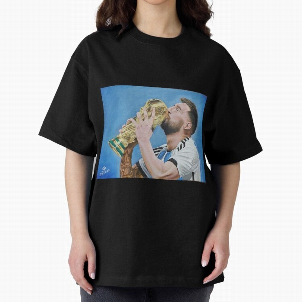 Lionel Messi Oversized T-Shirt Bring Retro Soccer Energy to Global Football Passion for FIFA World Cup 2026 Group Stage, Driven by Messi and Cristiano Ronaldo, Argentina, France and Brazil, Goal Celebration Energy, Supporter Heritage, Football