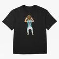 Cartoon Illustration Messi vs Netherlands World Cup Qatar 2022 Oversized T-Shirt Share FIFA World Cup 2026 Spirit, Celebrating Argentina, Cristiano Ronaldo, Goal Celebration Energy, Supporter Heritage, Football Icons and Worldwide Tournament Joy;