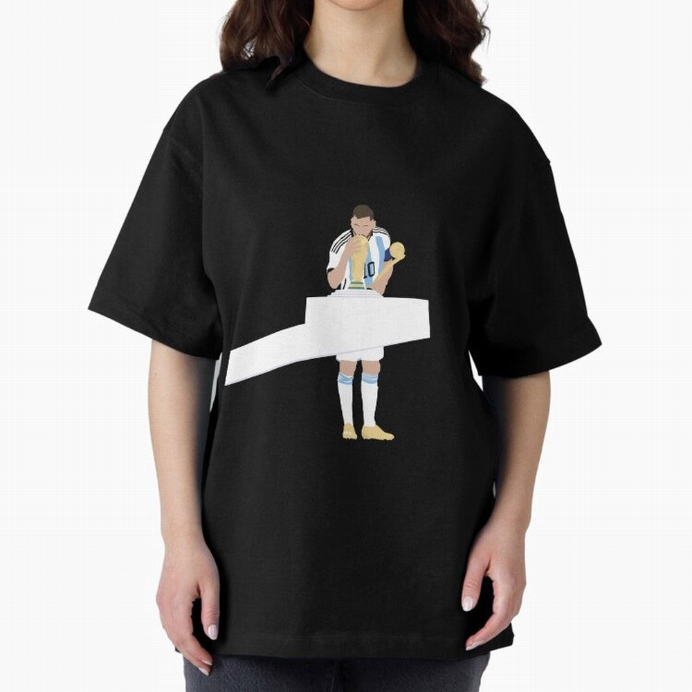 Messi minimalist design Oversized T-Shirt Make Memories around FIFA World Cup 2026 USA Canada Mexico Spirit, Filled with France, Mbappe and Neymar, Football Festival Excitement, Trophy Ambitions, Country Rivalries and Star Player Buzz; Created for