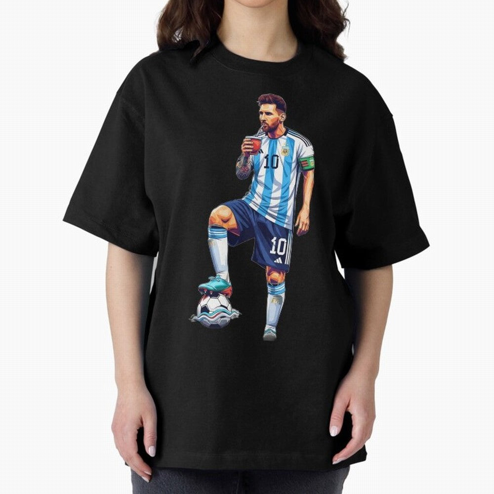 Messi in an illustrated style drinking mate ¨C The Goat Phone Case design Classic T-Shirt Bring Match Day Fire to the FIFA World Cup 2026 Group Stage Journey through Mbappe Highlights, Netherlands Pride, Classic Soccer Heritage, Championship