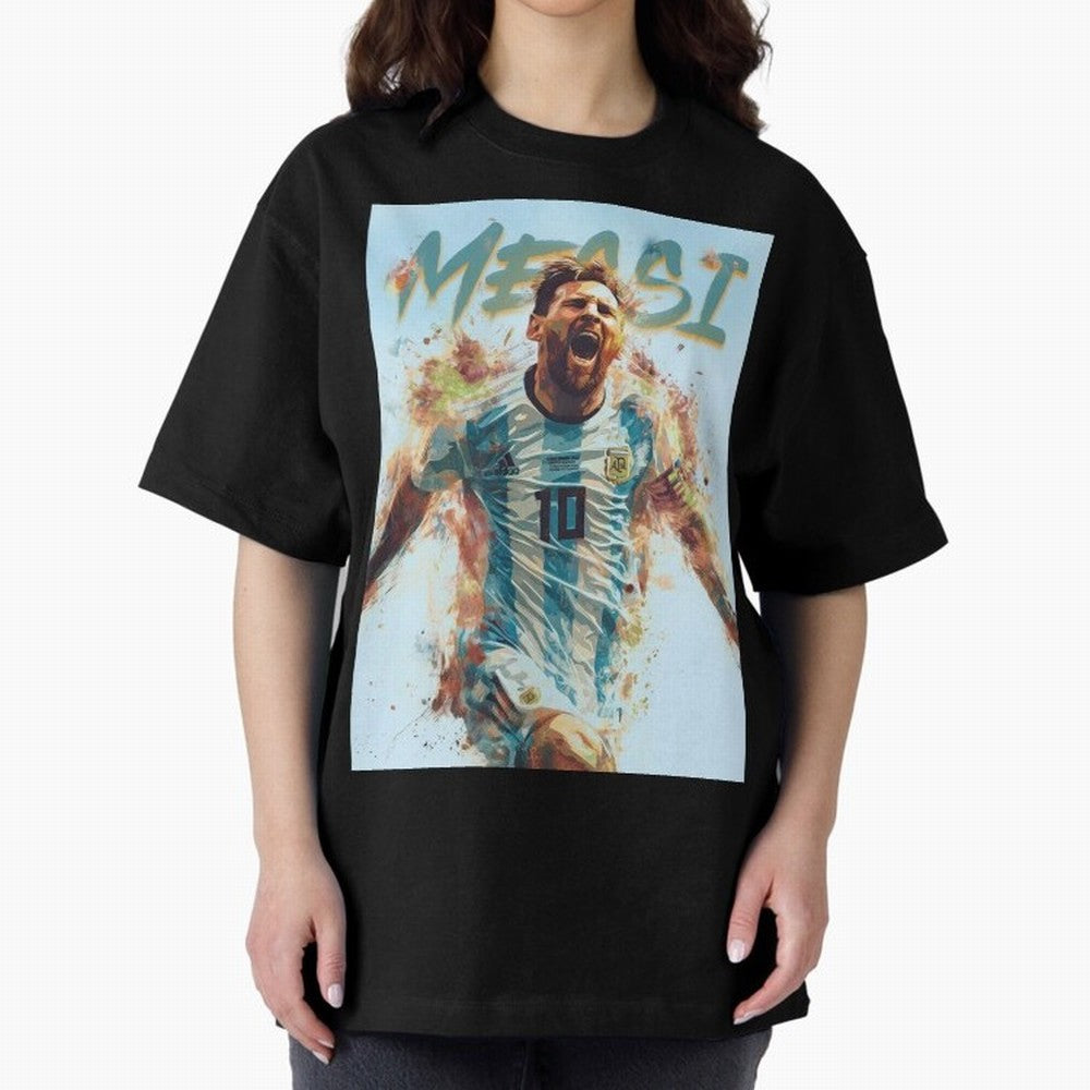 MiaMessi Premium Oversized T-Shirt Feel the Trophy Chase of Global Football Passion for FIFA World Cup 2026 USA Canada Mexico, Capturing Haaland, Portugal, Spain and Germany, Match Day Excitement, Supporter Culture, Golden Goals and Global Football