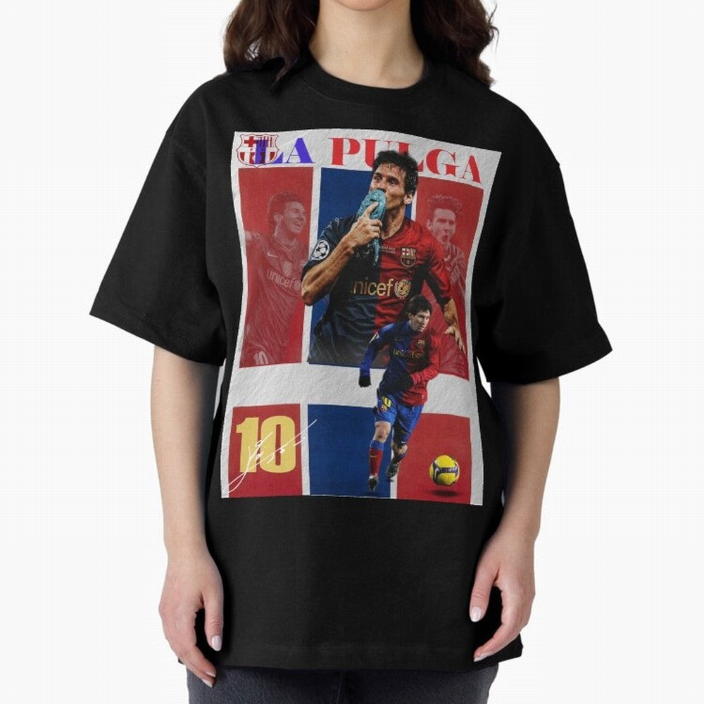 Lionel Messi 2009 UCL Barcelona Poster Oversized T-Shirt Show Fan Pride Across FIFA World Cup 2026 Group Stage Filled with CR7, France and Portugal Energy, Football Festival Excitement, Trophy Ambitions, Country Rivalries and Star Player Buzz;