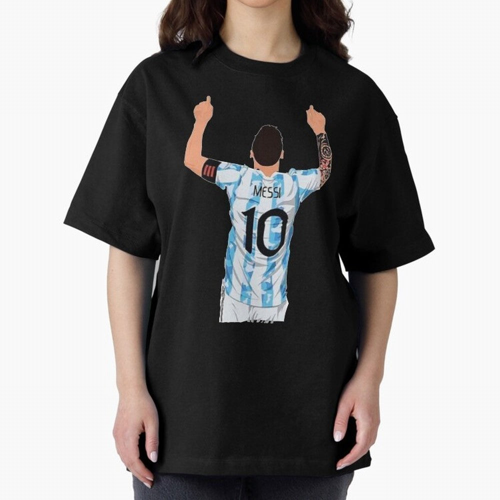 Lionel Messi Oversized T-Shirt Celebrate Global Football Passion for FIFA World Cup 2026, Connected to Messi, CR7 and Mbappe, England, Vintage Soccer Flavor, Modern Football Stars, National Flags and Final Night Emotion; Ideal for Football Dads,