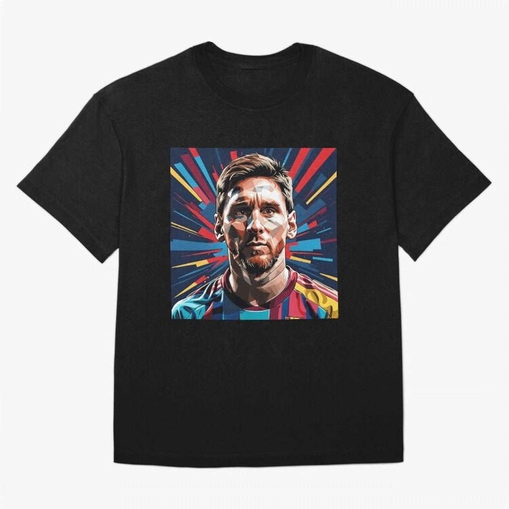Lionel Messi Pop-Art Portrait Oversized T-Shirt Represent Football Lovers during the FIFA World Cup 2026 Journey through Messi, CR7 and Mbappe Highlights, England and Germany Pride, Global Supporter Spirit, Legendary Goals, National Colors and