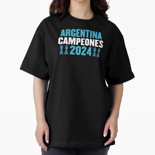 Argentina Campeones 2024 Oversized T-Shirt Celebrate Every Goal in FIFA World Cup 2026 Spirit, with Brazil, Portugal and Argentina, Haaland and Mbappe, Supporter Pride, Iconic Celebrations, Legendary Names and Global Match Day Energy; Created for