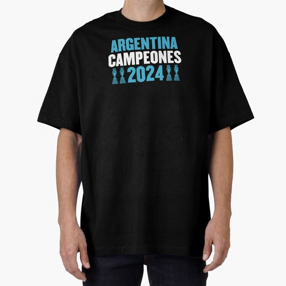 Argentina Campeones 2024 Oversized T-Shirt Celebrate Every Goal in FIFA World Cup 2026 Spirit, with Brazil, Portugal and Argentina, Haaland and Mbappe, Supporter Pride, Iconic Celebrations, Legendary Names and Global Match Day Energy; Created for