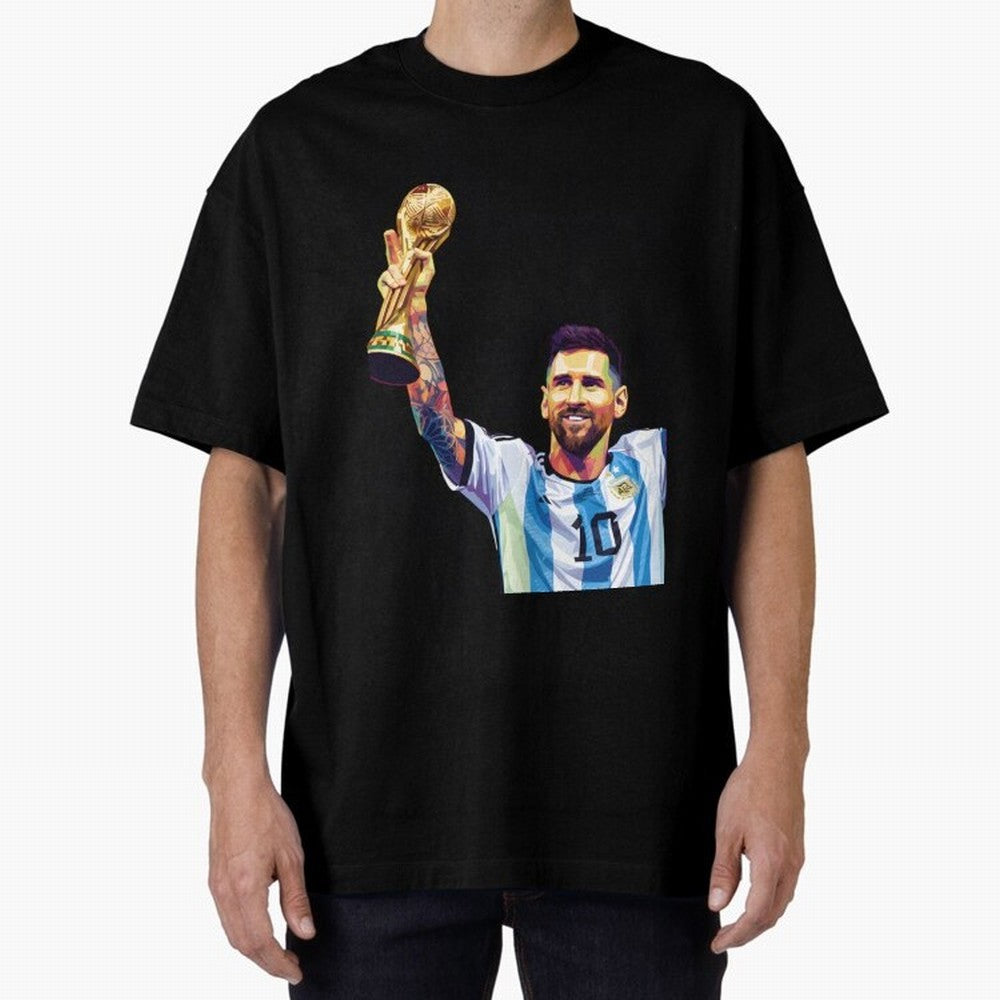 Messi wpap pop art Oversized T-Shirt Join FIFA World Cup 2026 Group Stage for Fans of Messi and Cristiano Ronaldo and Argentina, Bringing Classic Soccer Heritage, Championship Pressure, Fan Loyalty and International Pride; Perfect for Supporters