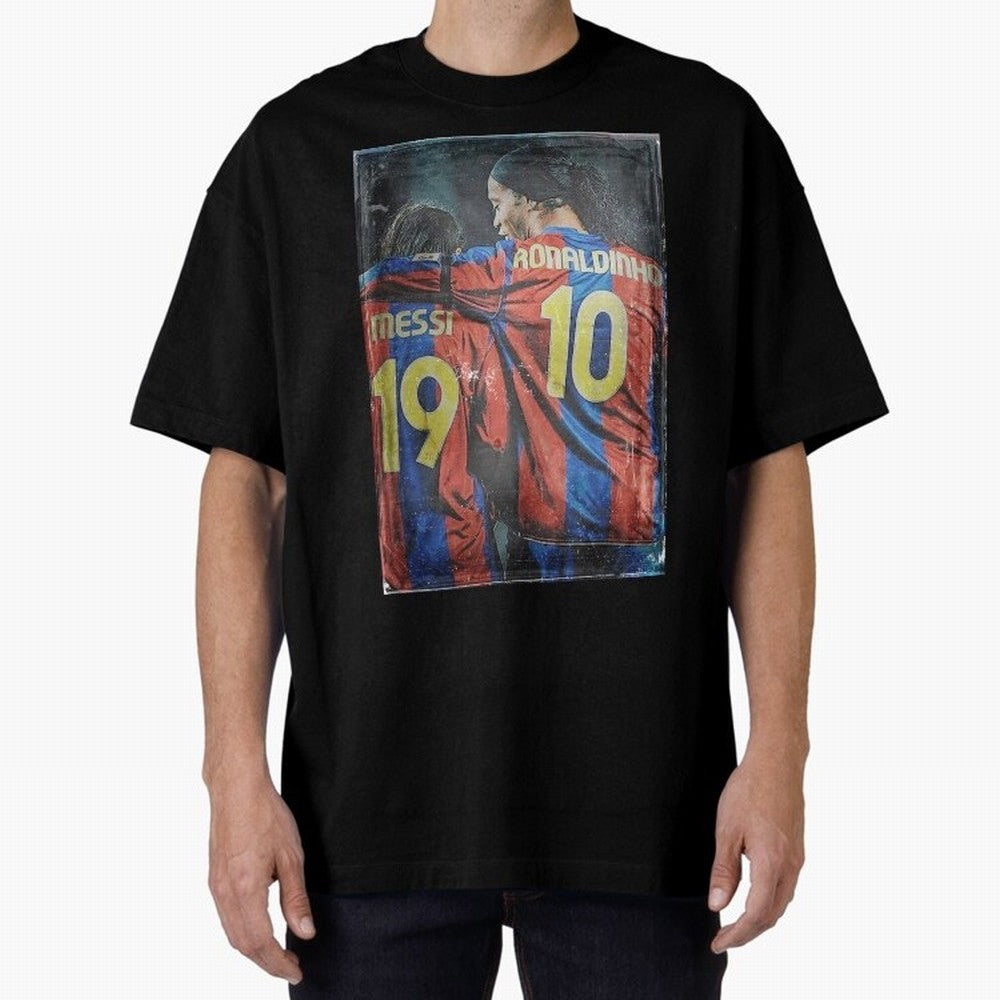 Messi and Ronaldinho Oversized T-Shirt Carry National Pride through FIFA World Cup 2026 Group Stage Spirit, Capturing Brazil, Messi, Neymar and Mbappe, Fan Favorite Moments, National Team Passion, Big Match Drama and Soccer History; Ideal for