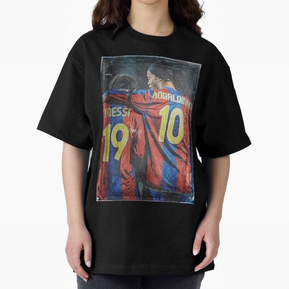 Messi and Ronaldinho Oversized T-Shirt Carry National Pride through FIFA World Cup 2026 Group Stage Spirit, Capturing Brazil, Messi, Neymar and Mbappe, Fan Favorite Moments, National Team Passion, Big Match Drama and Soccer History; Ideal for
