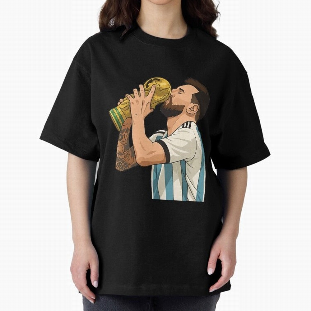 Messi Cup Oversized T-Shirt Support Your Favorite Stars during FIFA World Cup 2026 USA Canada Mexico Spirit, Capturing England and Germany, Cristiano Ronaldo, Fan Favorite Moments, National Team Passion, Big Match Drama and Soccer History; Perfect