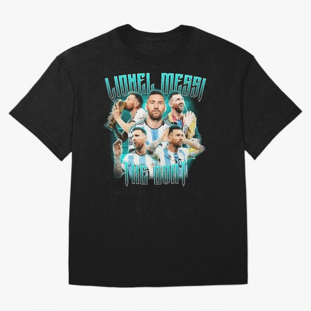 Messi Pop Art Portrait Oversized T-Shirt Celebrate Football Heritage in FIFA World Cup 2026 Spirit, Celebrating Portugal, Messi, Neymar and Mbappe, Match Day Excitement, Supporter Culture, Golden Goals and Global Football Passion; Perfect for Fans,