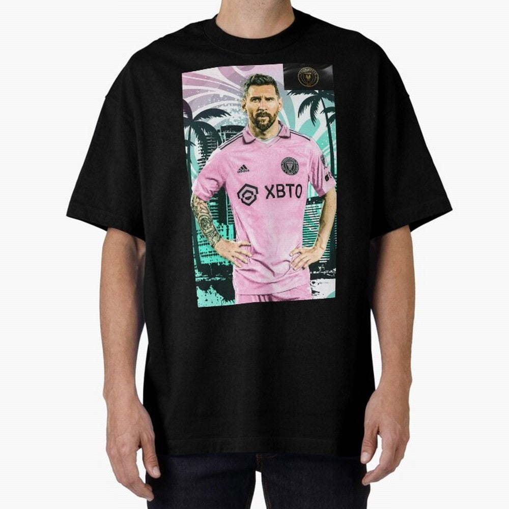 Messi Pop Art Portrait Oversized T-Shirt Capture FIFA World Cup 2026 Group Stage for Fans of CR7 and Messi and Portugal, Bringing Game Day Rituals, Football Legends, Country Pride and the Road to the Final; Made for Collectors Who Enjoy Iconic