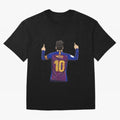 Lionel Messi Barcelona's Version Classic T-Shirt Represent Football Lovers during FIFA World Cup 2026 USA Canada Mexico for Fans of Neymar, Haaland and Cristiano Ronaldo and Argentina, Bringing Football History, Final Match Energy, Crowd Noise and