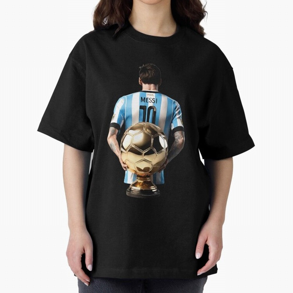 Soccer football lionel messi Barcellona Argentina illustration Oversized T-Shirt Represent Football Lovers during Match Day Hype around FIFA World Cup 2026 Group Stage, Neymar, Haaland and Cristiano Ronaldo, Netherlands, Football Festival