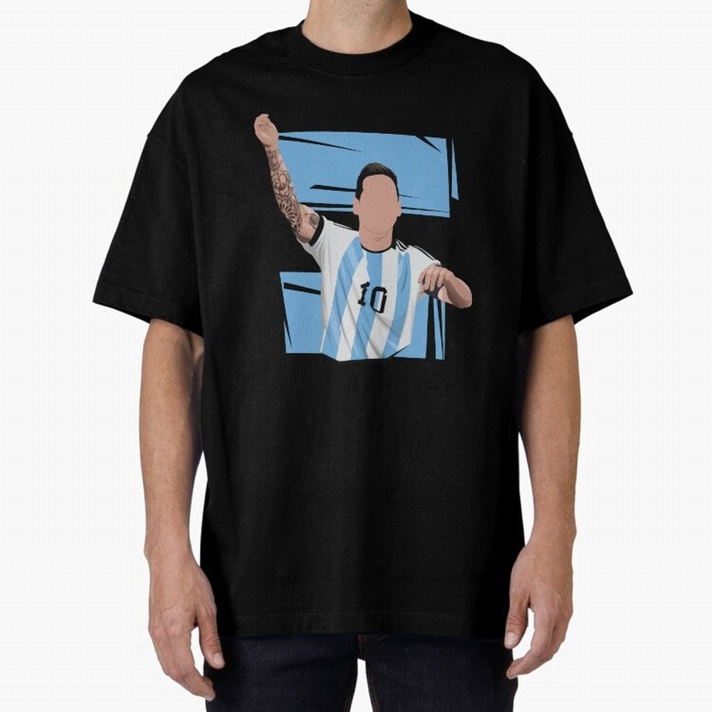 Messi Singing with Crowd World Cup 2022 Oversized T-Shirt Show Match Day Excitement for FIFA World Cup 2026 for Fans of Cristiano Ronaldo, Haaland and CR7 and Brazil, Bringing Tournament Hype, Historic Matchups, Family Viewing Parties and Global