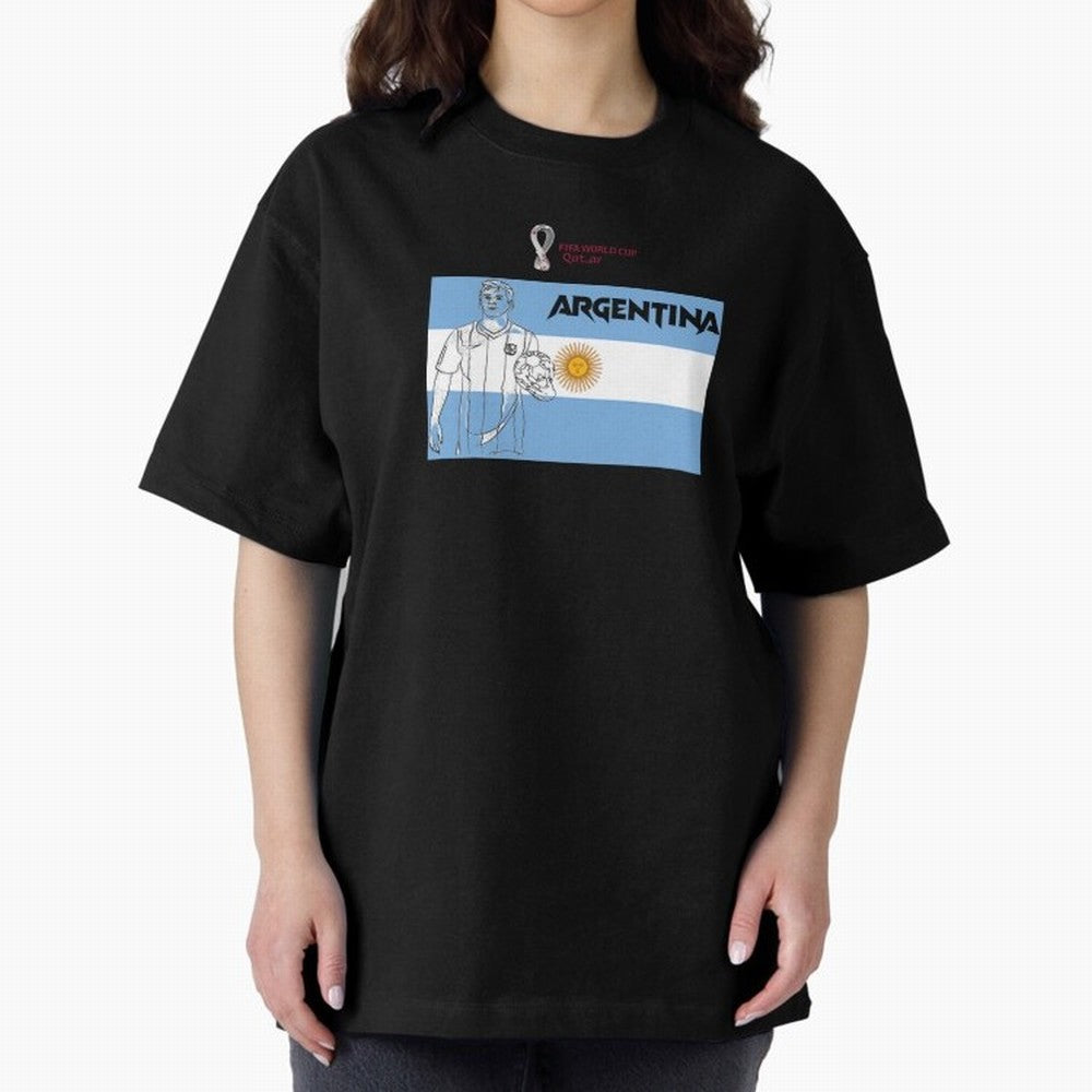 Argentina - FIFA World Cup - Qatar 2022 Oversized T-Shirt Bring Stadium Energy to FIFA World Cup 2026 USA Canada Mexico Driven by Neymar, Haaland and Cristiano Ronaldo, Portugal Energy, Retro Football Energy, Iconic Rivalries, Trophy Chase Drama