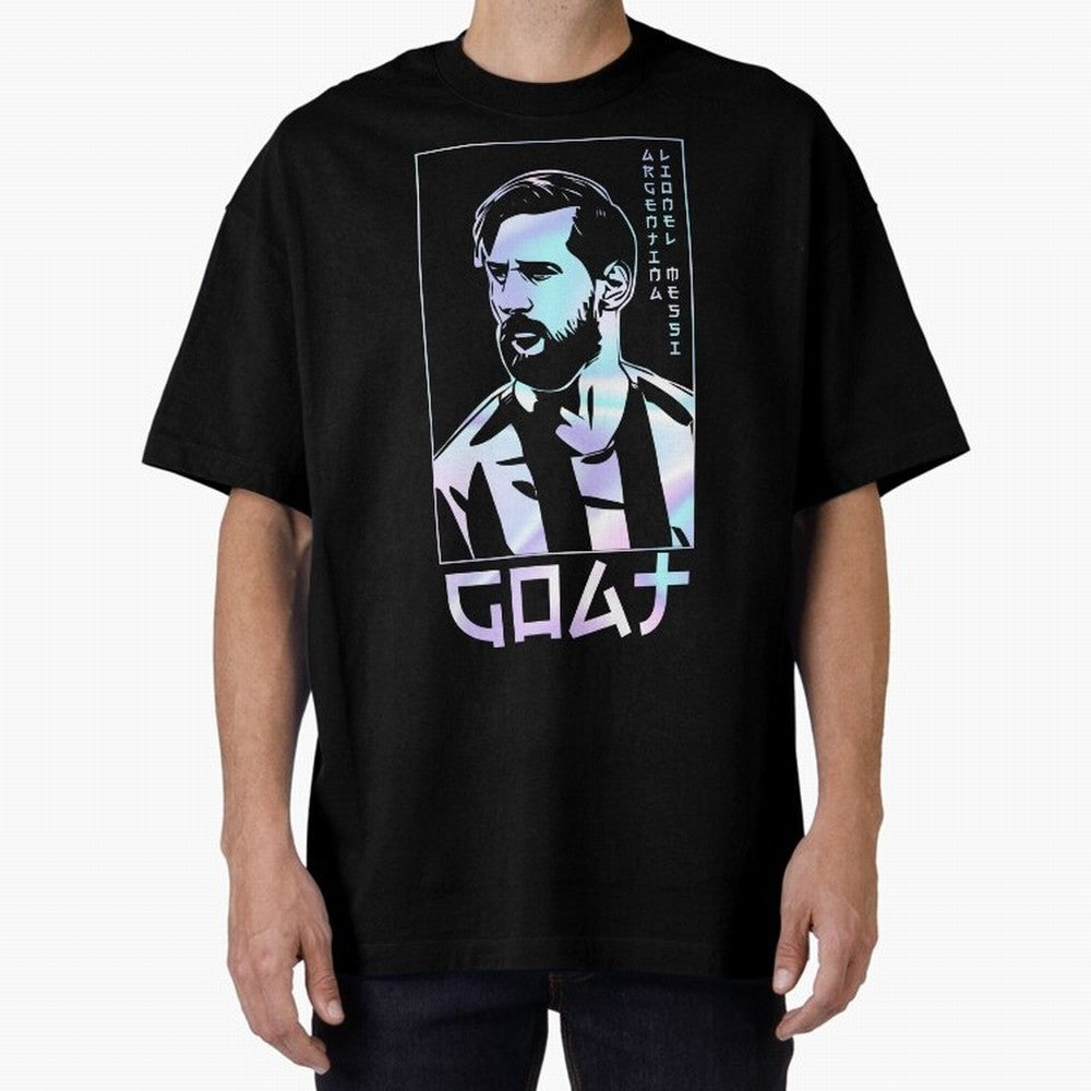 Lionel Messi Holographic Style Portrait art illustration Classic T-Shirt Relive Legendary Nights from FIFA World Cup 2026 Spirit, Connected to Brazil, Haaland, Football Festival Excitement, Trophy Ambitions, Country Rivalries and Star Player Buzz;