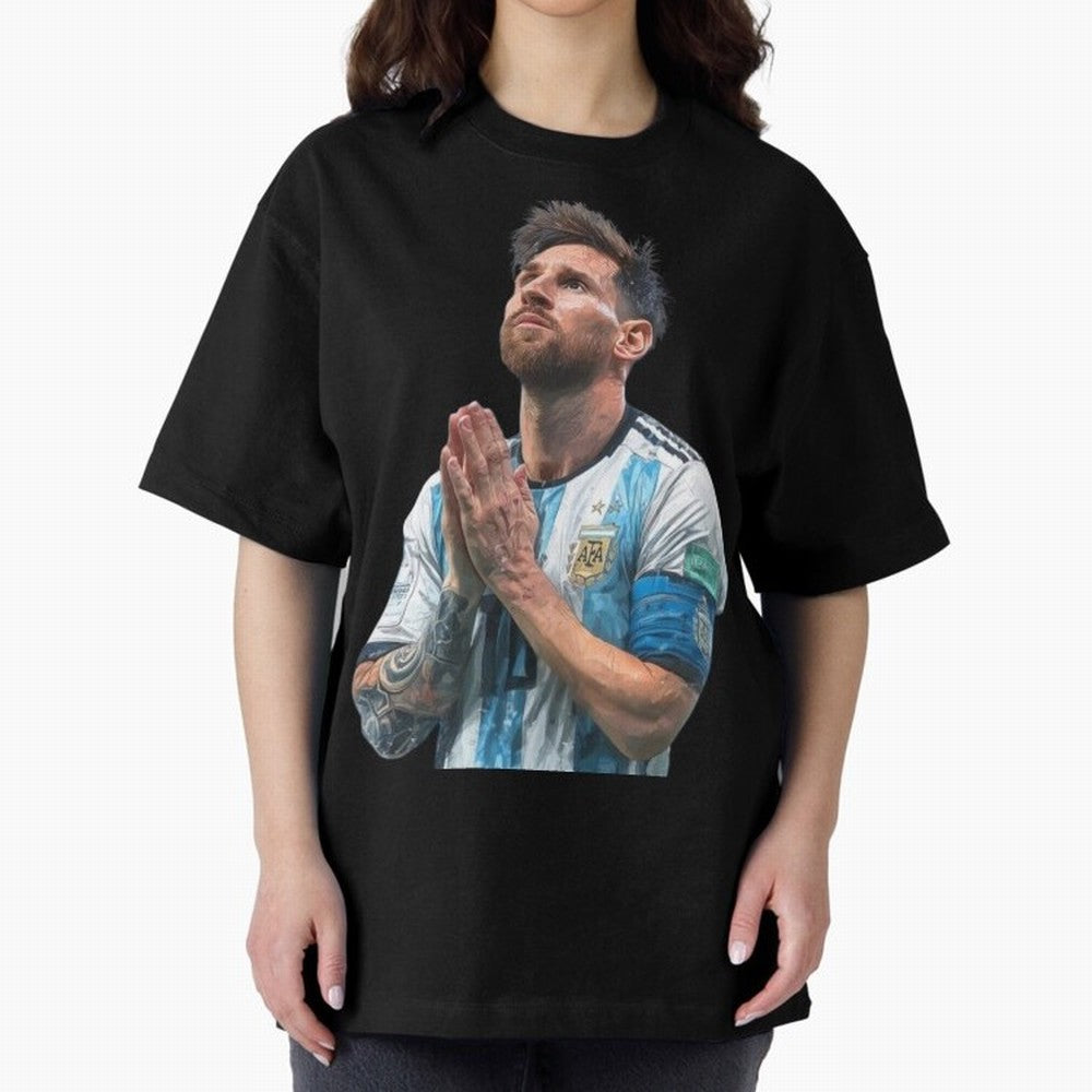Argentina Messi Football Oversized T-Shirt Carry FIFA World Cup 2026 for Fans of Messi, CR7 and Mbappe and Germany, Bringing Sports Nostalgia, International Competition, Famous Players and Unforgettable Victories; Perfect for People Who Love