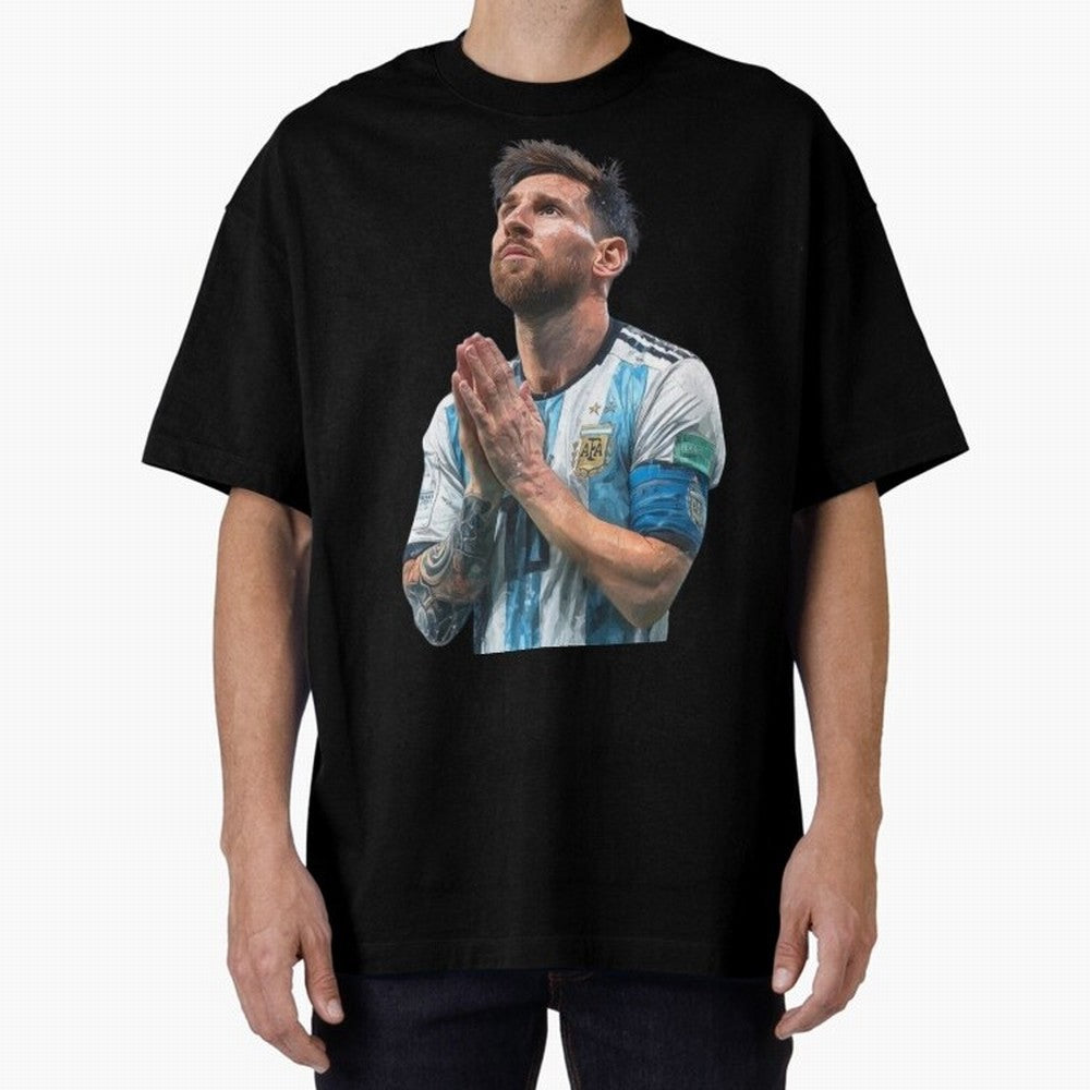 Argentina Messi Football Oversized T-Shirt Carry FIFA World Cup 2026 for Fans of Messi, CR7 and Mbappe and Germany, Bringing Sports Nostalgia, International Competition, Famous Players and Unforgettable Victories; Perfect for People Who Love
