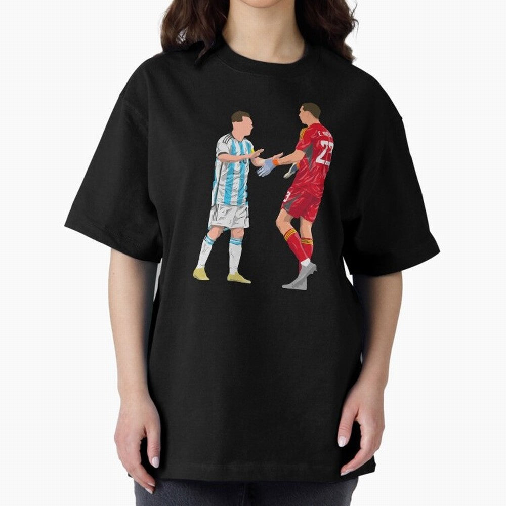 Messi and Martinez Celebrates World Cup 2022 Oversized T-Shirt Bring a Champion Mindset to FIFA World Cup 2026 USA Canada Mexico for Fans of Mbappe and Portugal, Spain and Germany, Bringing Global Supporter Spirit, Legendary Goals, National Colors