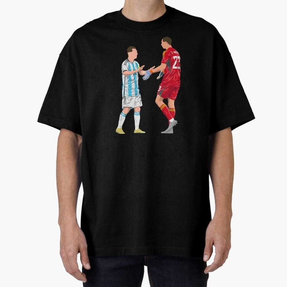 Messi and Martinez Celebrates World Cup 2022 Oversized T-Shirt Bring a Champion Mindset to FIFA World Cup 2026 USA Canada Mexico for Fans of Mbappe and Portugal, Spain and Germany, Bringing Global Supporter Spirit, Legendary Goals, National Colors