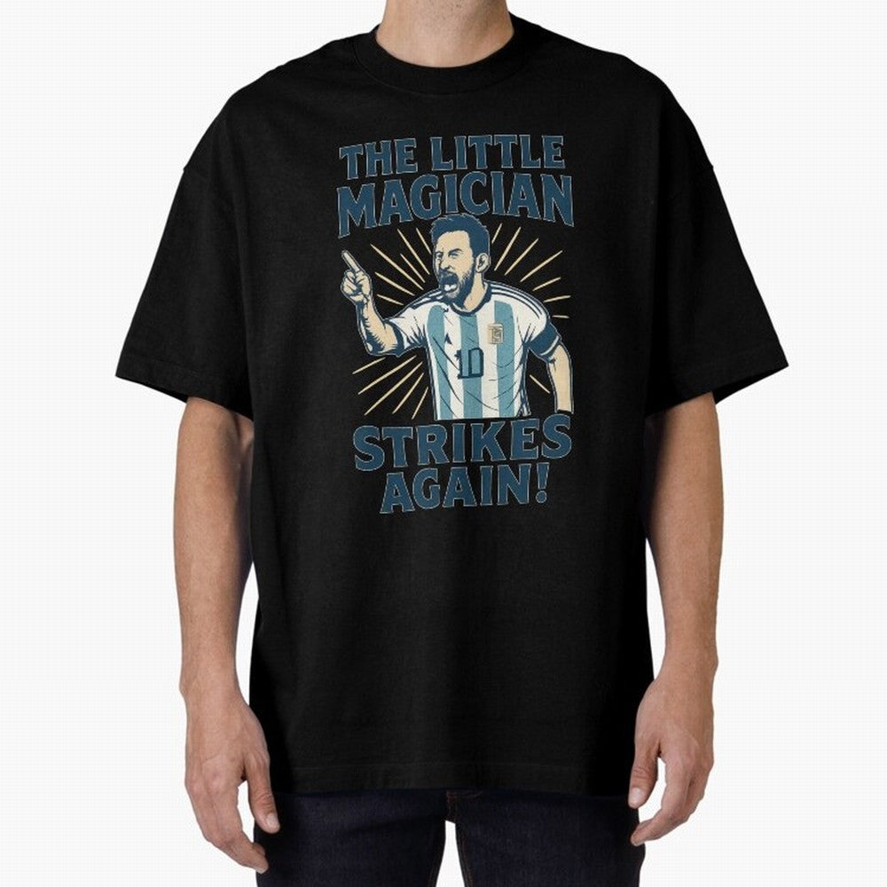 Messi - The Magician Oversized T-Shirt Bring a Vintage Feel to Global Football Passion for FIFA World Cup 2026 USA Canada Mexico, Made for Messi, Neymar and Mbappe, Brazil, Portugal and Argentina, Worldwide Fan Energy, Dramatic Goals, Stadium